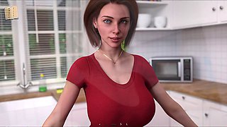 Hot brunette babe enjoys the summer heat in an erotic visual novel game
