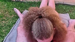 Blonde MILF Displaying Her Bare Feet While Sucking Cock