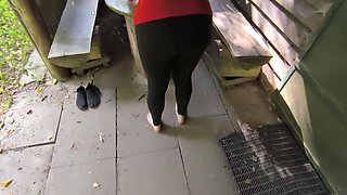 Bouncy Tits Action Butt Spanking in Outdoor Hut - Public BDSM & Humiliation