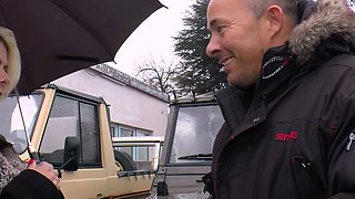 German blonde milf persuaded to have sex on the street