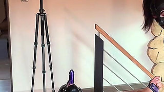 Cross-tied Slave Fucks Me to Orgasm with a Mouth Dildo While I Slap His Cock