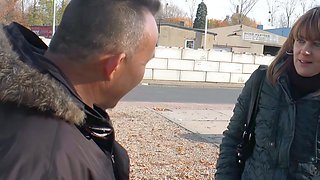 Simple German housewife invited to have sex on the street
