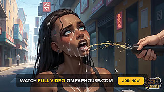 Cybernetic Ebony Queen's Milk Gushing Orgasm in Neon City! Warm Dark-hued Hardcore Porn!