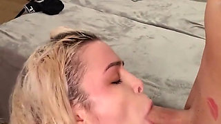 Hot Blonde Kissing Blowjob