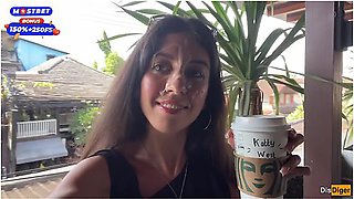Katty West In Blowjob In A Public Toilet Starbucks And Cumwalk - She Drinks Coffee With Cum On Face Among People