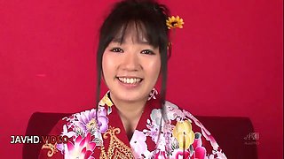 Chiharu's Kimono-Clad Japanese Blowjob Leads to Steamy Threesome Adventure