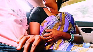Stepmom and stepson car sex outdoor fucking. Telugu dirty talks.