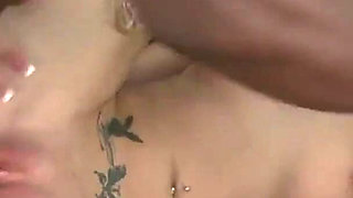 Tattooed Aspen Blue has an interracial fuck with black cock to enjoy the cum