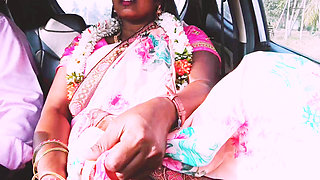 Indian Car Sex Pink Saree Bhabi Try to Fucking with Boy Friend. Telugu Firty Talks.