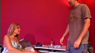 Cheating slut rides passionately neighbor's cock on her bed