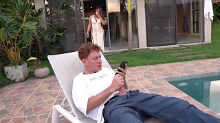 Stepmom Catches Step Son Jerking Off in Pool and Helps Him Out - Kataleya Gil Fucks Nick Jowel