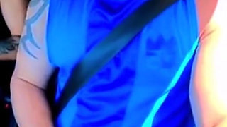 No Shame! Natzinha Flashing Her Tits in Traffic and Rubbing Herself.