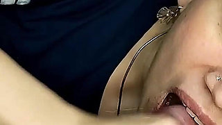 Quickie! Blowjob on the Couch and Cum Mouthful