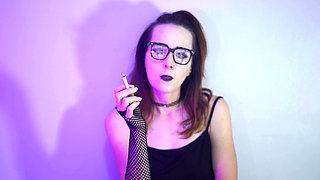 Goth Girl Smoking in Fishnets