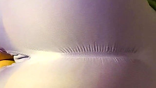 Perfect Cameltoe in Tight Purple Yoga Shorts