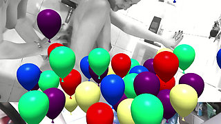 Lesbians Kissing in Bathroom Rubbing Soapy Foam Together