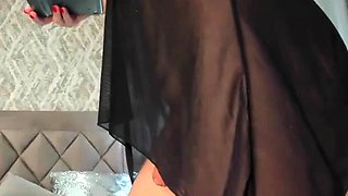 Outstanding TS in Black Lingerie with Puffy nipples Part 1