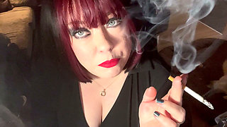 British Tart Tina Snua Tugs on Her Perky Nipples & Chain Smokes 2 Cigarettes - Big Tits BBW Satisfies Yr Smoking Fetish