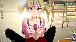 Anal plays with a schoolgirl in a classroom