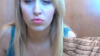 Slutty amateur blonde smoking and jerking dick