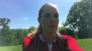 Busty blonde outdoor masturbation fun times
