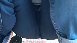Intense anal toy control made teacher squirt in tight jeans fully soaking them