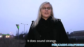 Outdoor fuck with a blonde who never removes her glasses