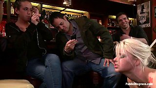 Mr. Pete Fucks Smoking Hot Lesbians Anikka Albrite and Princess Donna in Public Bar