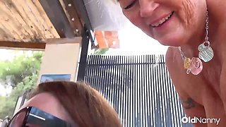 Oldnanny - Busty Mature Ladies Strip and Play Poolside