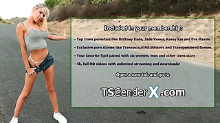 Asian tgirl Ember Fiera sucked and anal barebacked in a