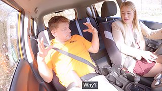 Fake Driving School Blonde MILF Georgia Koneva car sex