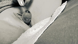 She lets the glass smack