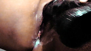 Creamy Pussy with Huge Black Dildo