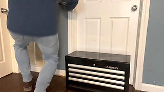 Repairman Gets Distracted by Toy in His Toolbox