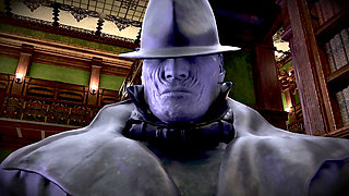 Halloween. the Tyrant Roughly Fucks the Bitch in the Library and Ejaculates Inside Her