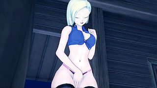 Android 18 gets frisky with herself in a private spot - Dragonball fan service