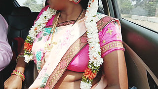 Indian Car Sex Telugu Saree Housewife Car Journey for Fucking with Husbend's Friend. Telugu Dirty Talks.