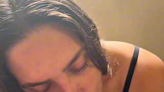 Big Ass Friend Gives a Hot and Drooling Blowjob on My Cock