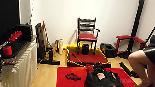 Busty Dominatrix Drenches Bound Slave in Sloppy Golden Shower