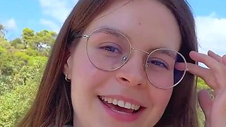 Sexy dark-haired honey plays with her humid pussy