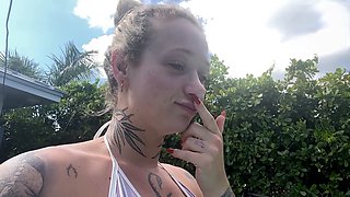 Public pool, public stranger, poolside fuck