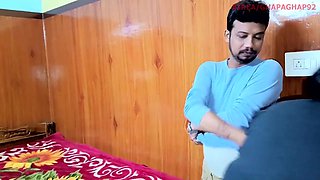 Hot Indian desi girls ladies tailor was measuring the boy seeing shop empty they had sex..