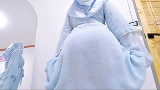 POV: Hijabi Girl with Big Ass Elegant Blue Abaya Tease.