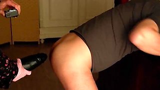 Bunny Les Bosquies Strapon Femdom Fucks Guy on Kitchen Desk