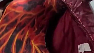 Red Nylon Jumpsuit Fetish - Cameltoe Tease, Deep Blowjob and Cum on My Downjacket