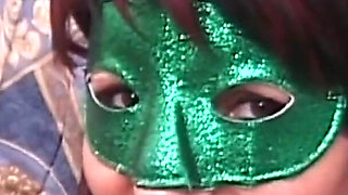 Horny Amateur MILF in Mask Shoves Her Whole Hand in Her Pussy