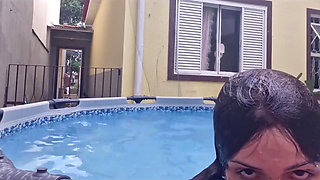 Your Naked Neighbor Showing off in the Pool.
