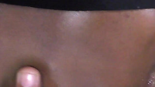 Ebony Slut Gagging on Big White Cock