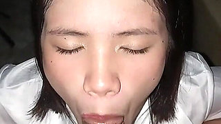 Asian Student Model Blowjob Deepthroat Swallows