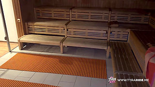 Pregnant Tattooed MILF Drains Stranger in Steamy Sauna One Night Stand